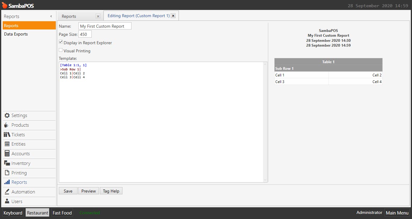 9.1.1. Custom Report Templates – SambaPOS Knowledgebase