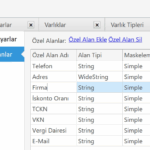 Müşteri Varlık Tipi Özel Alanlar